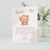 Genderneutraal Beer Waterverf Baby shower Bedankkaart (Staand voorkant)