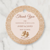  genderneutraal Beige Classic Baby shower Bedankjes Labels (Voorkant)