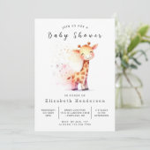 Genderneutraal bewerkbaar Giraffe Baby shower Kaart (Staand voorkant)
