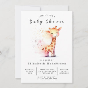 Genderneutraal bewerkbaar Giraffe Baby shower Kaart