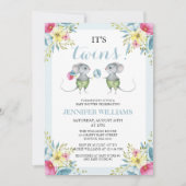 Genderneutraal Blue Boy & Boy Twins Baby shower Kaart (Voorkant)