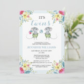Genderneutraal Blue Boy & Boy Twins Baby shower Kaart (Staand voorkant)