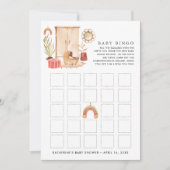 Genderneutraal | Boho Baby shower Bingo Kaart (Voorkant)
