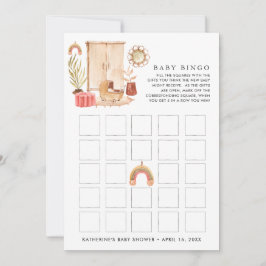 Genderneutraal | Boho Baby shower Bingo Kaart