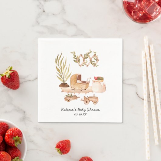 Genderneutraal | Boho Baby shower gepersonaliseerd Servet (Insitu)