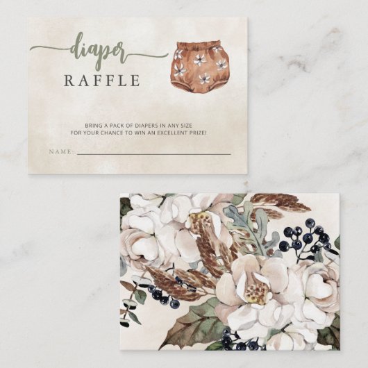 Genderneutraal Boho Baby shower Luierkrabbel Informatiekaartje (Voorkant / Achterkant)