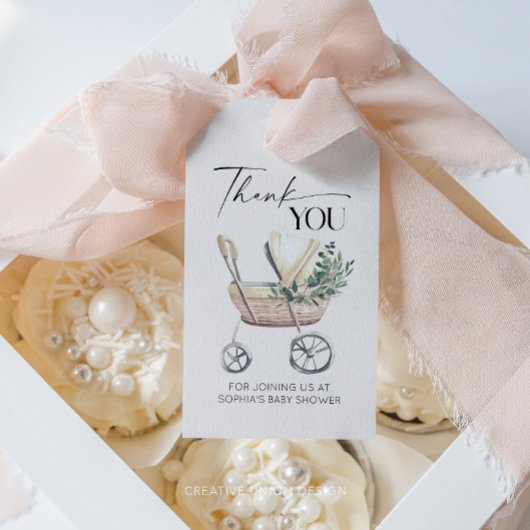 Genderneutraal Boho Baby Stroller Baby shower Cadeaulabel