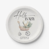 Genderneutraal Boho Baby Stroller Baby shower Papieren Bordje (Voorkant)
