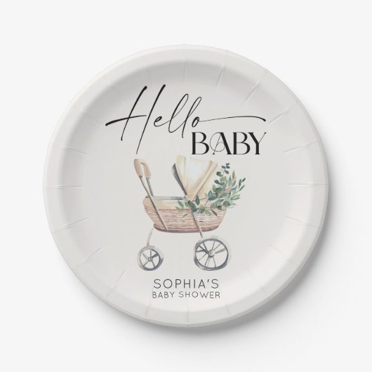 Genderneutraal Boho Baby Stroller Baby shower Papieren Bordje (Voorkant)