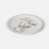 Genderneutraal Boho Baby Stroller Baby shower Papieren Bordje (Gekanteld)