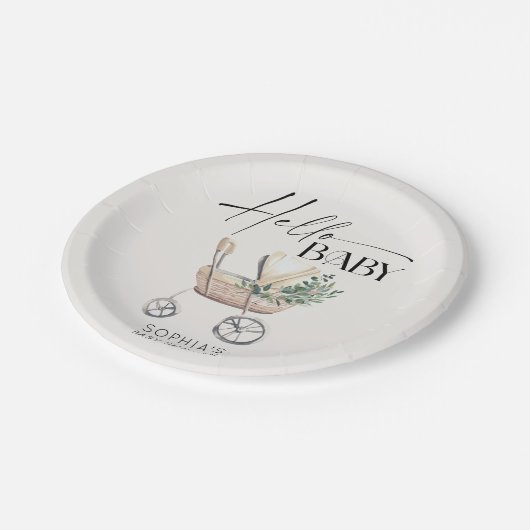 Genderneutraal Boho Baby Stroller Baby shower Papieren Bordje (Gekanteld)