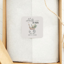 Genderneutraal Boho Baby Stroller Baby shower Vierkante Sticker