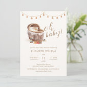 Genderneutraal Boho Bassinet Speelgoed Baby shower Kaart (Staand voorkant)