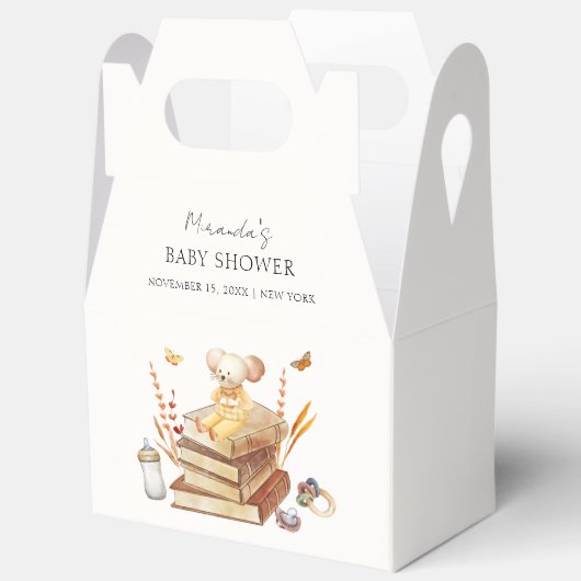 Genderneutraal Boho Book Mouse Baby shower Bedankdoosjes (Open)