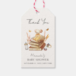 Genderneutraal Boho Book Mouse Baby shower Cadeaulabel