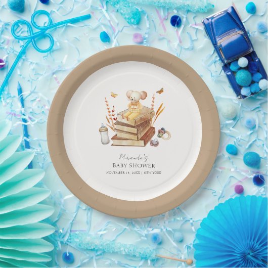 Genderneutraal Boho Book Mouse Baby shower Papieren Bordje (Feest)