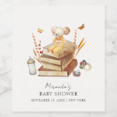 Genderneutraal Boho Book Mouse Baby shower Wijn Etiket (Enkel label)