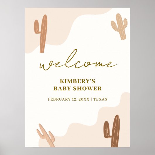 Genderneutraal Boho Cactus Baby shower Welkom Poster (Voorkant)