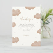Genderneutraal Boho Clouds Stars Baby shower Bedankkaart (Staand voorkant)