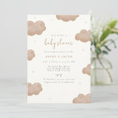 Genderneutraal Boho Clouds Stars Baby shower Kaart (Staand voorkant)