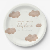 Genderneutraal Boho Clouds Stars Baby shower Papieren Bordje (Voorkant)