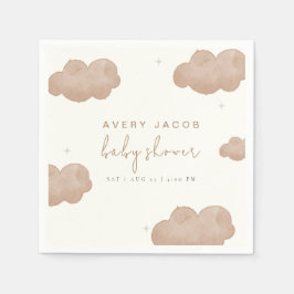 Genderneutraal Boho Clouds Stars Baby shower Servet