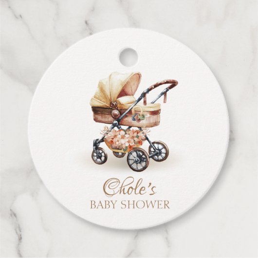 Genderneutraal Boho Floral Stroller Baby shower Bedankjes Labels (Voorkant)