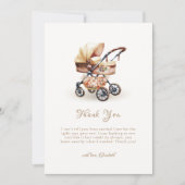 Genderneutraal Boho Floral Stroller Baby shower Bedankkaart (Voorkant)
