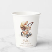 Genderneutraal Boho Floral Stroller Baby shower Papieren Bekers (Achterkant)