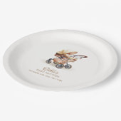 Genderneutraal Boho Floral Stroller Baby shower Papieren Bordje (Gekanteld)