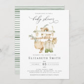 Genderneutraal Boho Greenery Rustic Baby shower Kaart (Voorkant / Achterkant)