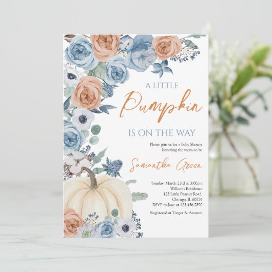 Genderneutraal Boho Pumpkin-Baby shower Kaart (Staand voorkant)