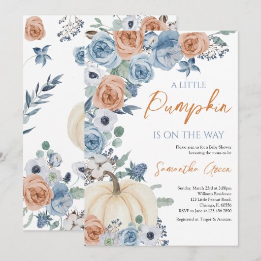 Genderneutraal Boho Pumpkin-Baby shower Kaart (Voorkant / Achterkant)