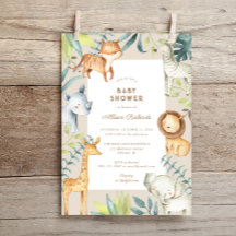 Genderneutraal boho safari dieren baby shower