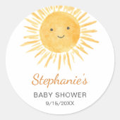 Genderneutraal Boho Sun-Baby shower Ronde Sticker (Voorkant)