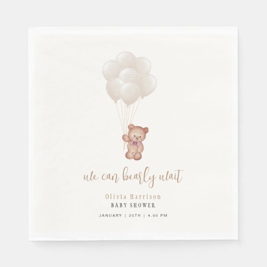 Genderneutraal Boho We kunnen bijna wachten ballon Servet (Voorkant)