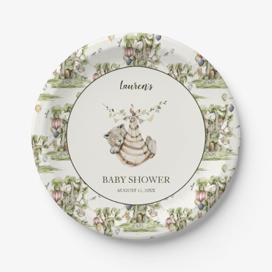 Genderneutraal bos Baby shower Papieren Bordje (Voorkant)