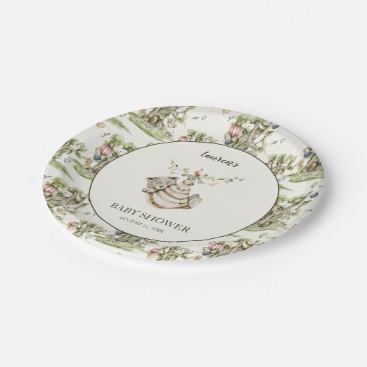 Genderneutraal bos Baby shower Papieren Bordje (Gekanteld)