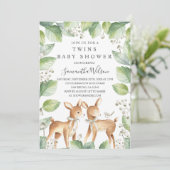 Genderneutraal bos Deer Twins Baby shower Kaart (Staand voorkant)