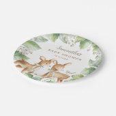 Genderneutraal bos Deer Twins Baby shower Pap Papieren Bordje (Gekanteld)