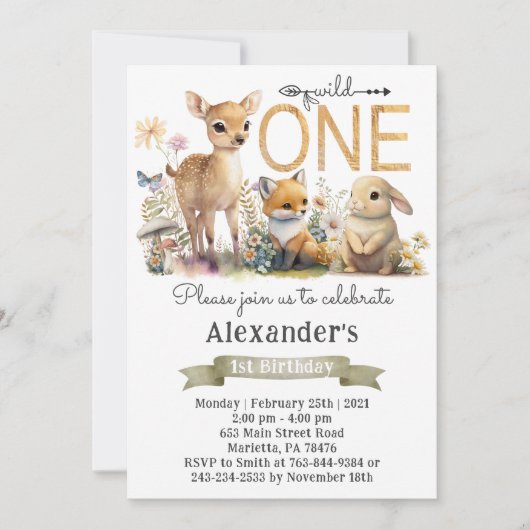 Genderneutraal bos Wild Eén verjaardag Kaart (Voorkant)