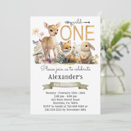 Genderneutraal bos Wild Eén verjaardag Kaart (Staand voorkant)