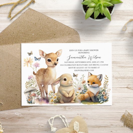 Genderneutraal bos Wilde Baby shower Invitatie Kaart