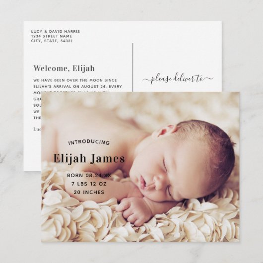 Genderneutraal Briefkaart voor geboortebekendmakin (Voorkant / Achterkant)