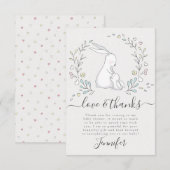 Genderneutraal Bunny Floral Baby shower Bedankkaart (Voorkant / Achterkant)