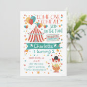 Genderneutraal Circus Verjaardagsuitnodiging Kaart (Staand voorkant)