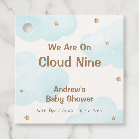 Genderneutraal Cloud Nine Stars Baby shower Bedankjes Labels (Voorkant)