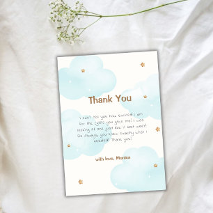 Genderneutraal Cloud Nine Stars Baby shower Bedankkaart