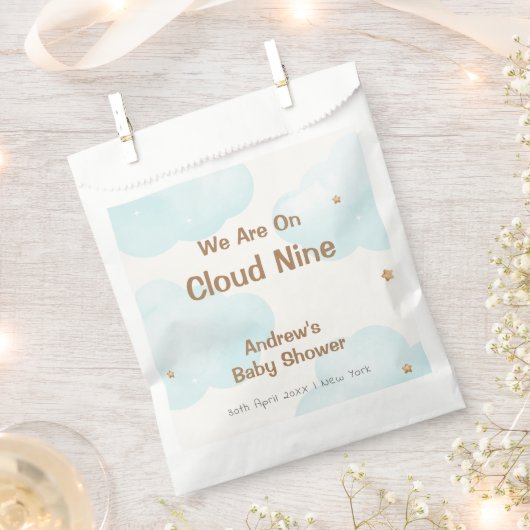 Genderneutraal Cloud Nine Stars Baby shower Bedankzakje (Geknipt)