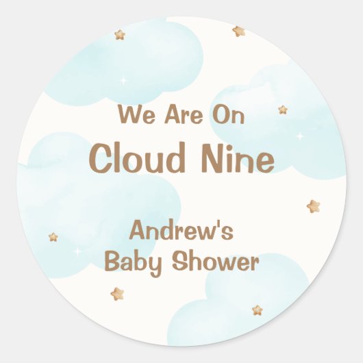 Genderneutraal Cloud Nine Stars Baby shower Ronde Sticker (Voorkant)